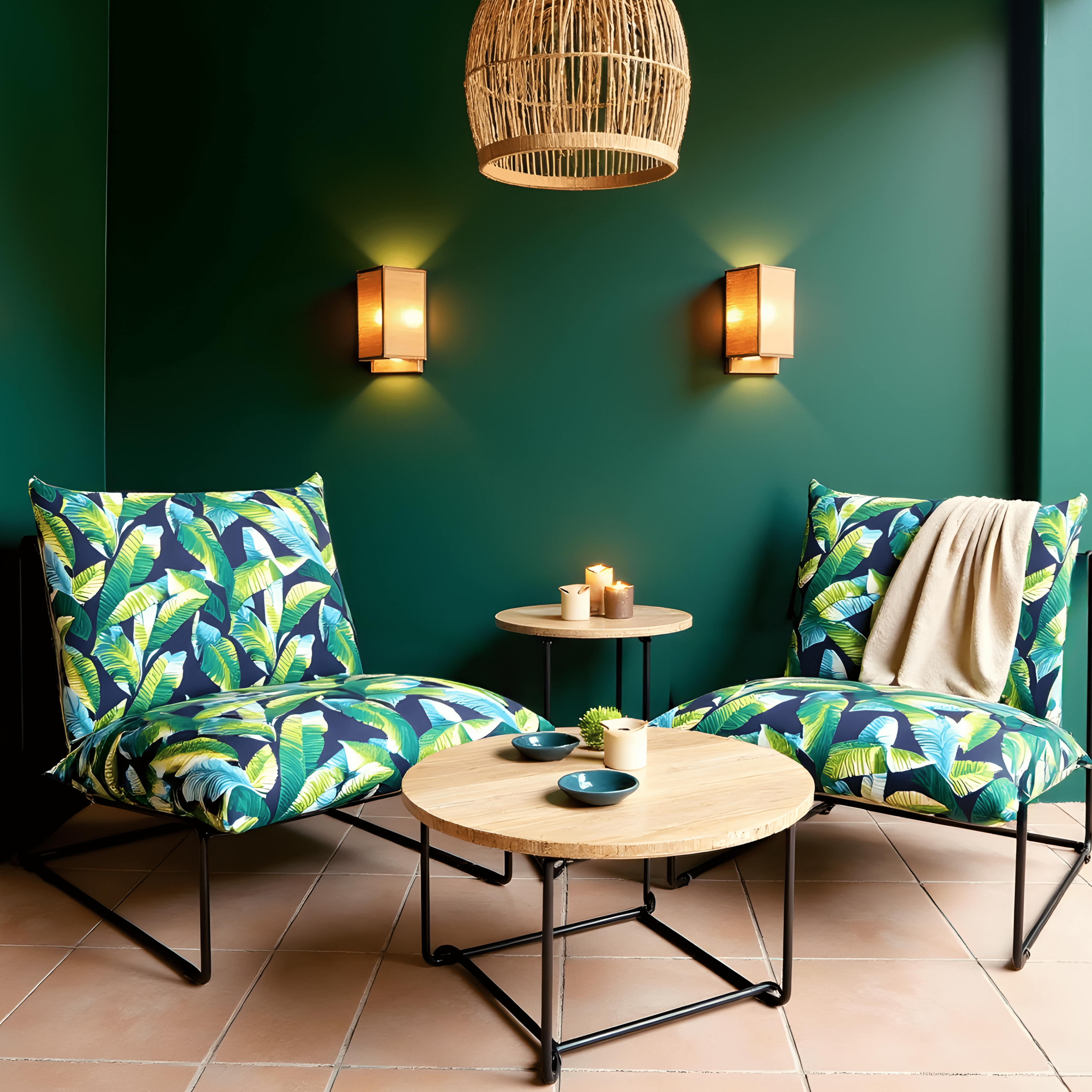 Rockin Cushions IKEA Outdoor Slipcovers 1 pillow and 1 seat cover Blue Palms Outdoor Slipcovers, Compatible with IKEA Havsten